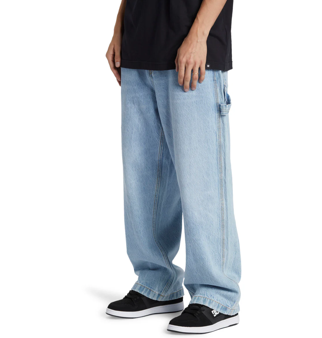 DC Men's Worker Baggy Carpenter Denim Pants Indigo Light ADYDP03087-BFBW - Image 6