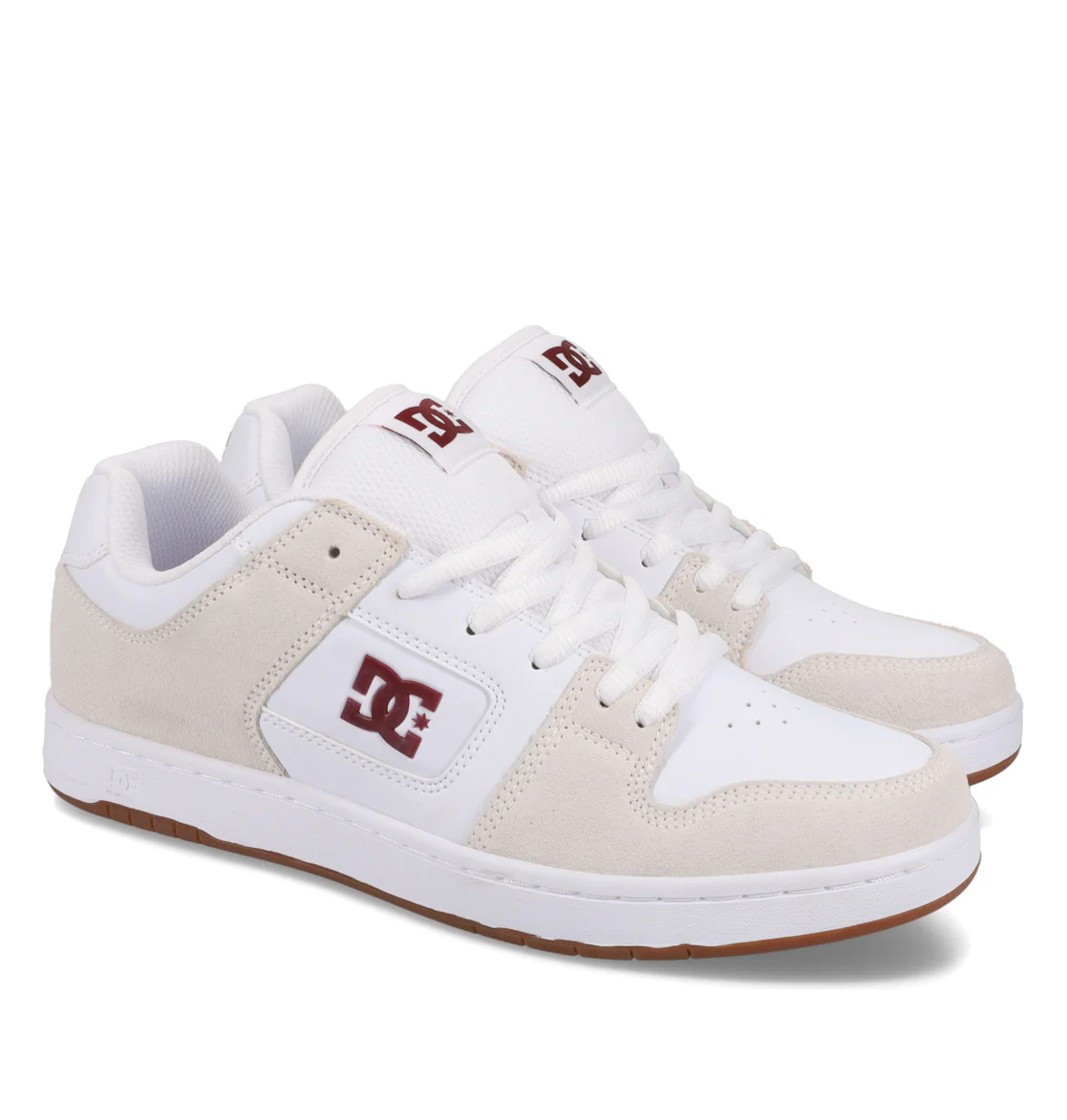 DC Womens' Manteca 4 Leather Shoes White/Maroon ADYS100765-118 - Image 3