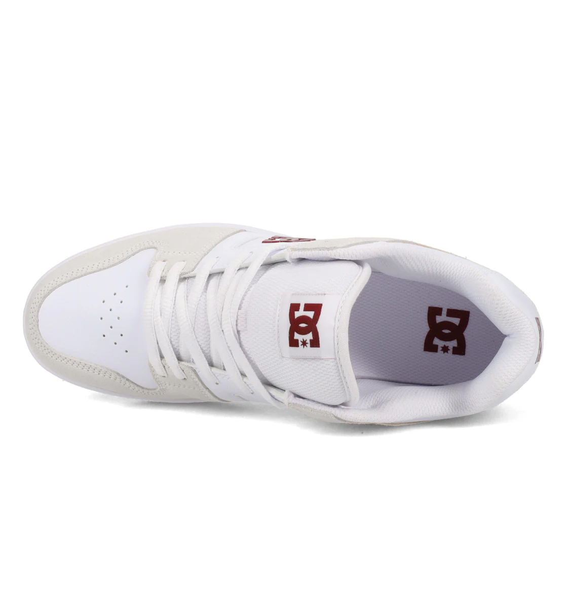 DC Womens' Manteca 4 Leather Shoes White/Maroon ADYS100765-118 - Image 4