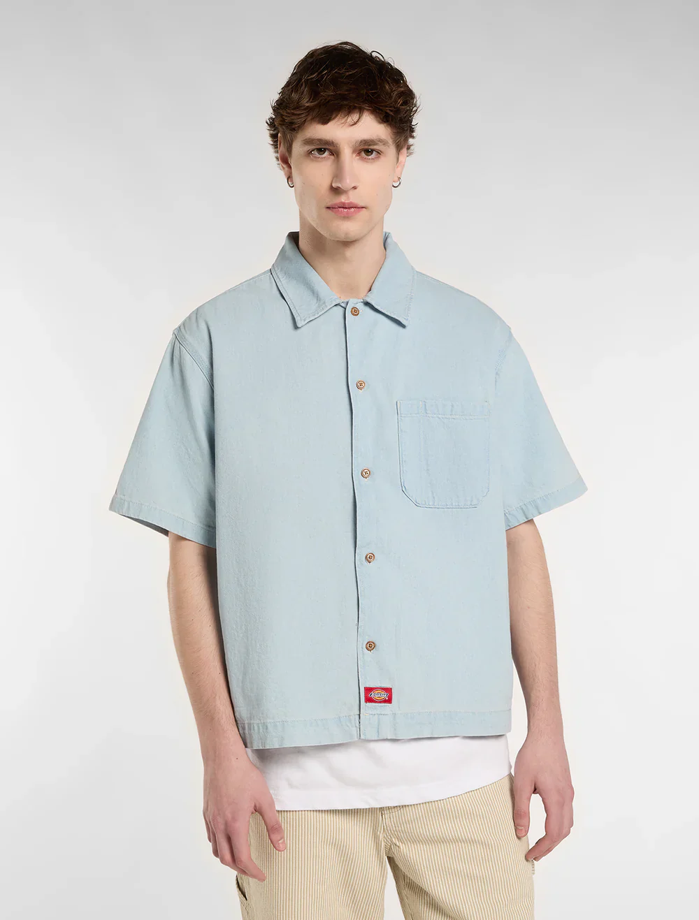Dickies Men's Denim Short Sleeve Shirt Fog Blue DK0A88PH0FE
