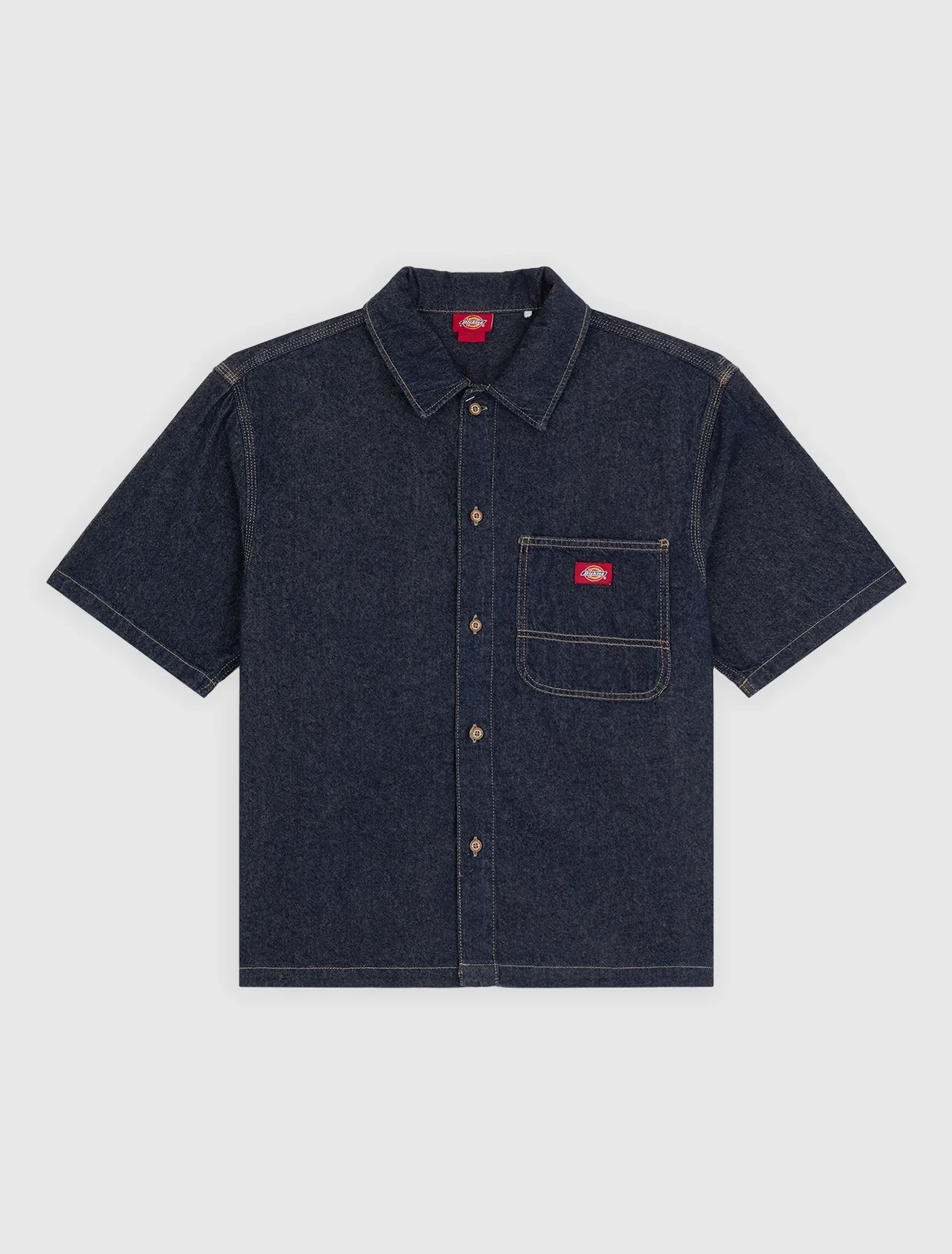 Dickies Men's Denim Short Sleeve Shirt Rinsed DK0A88PHRIN - Image 5