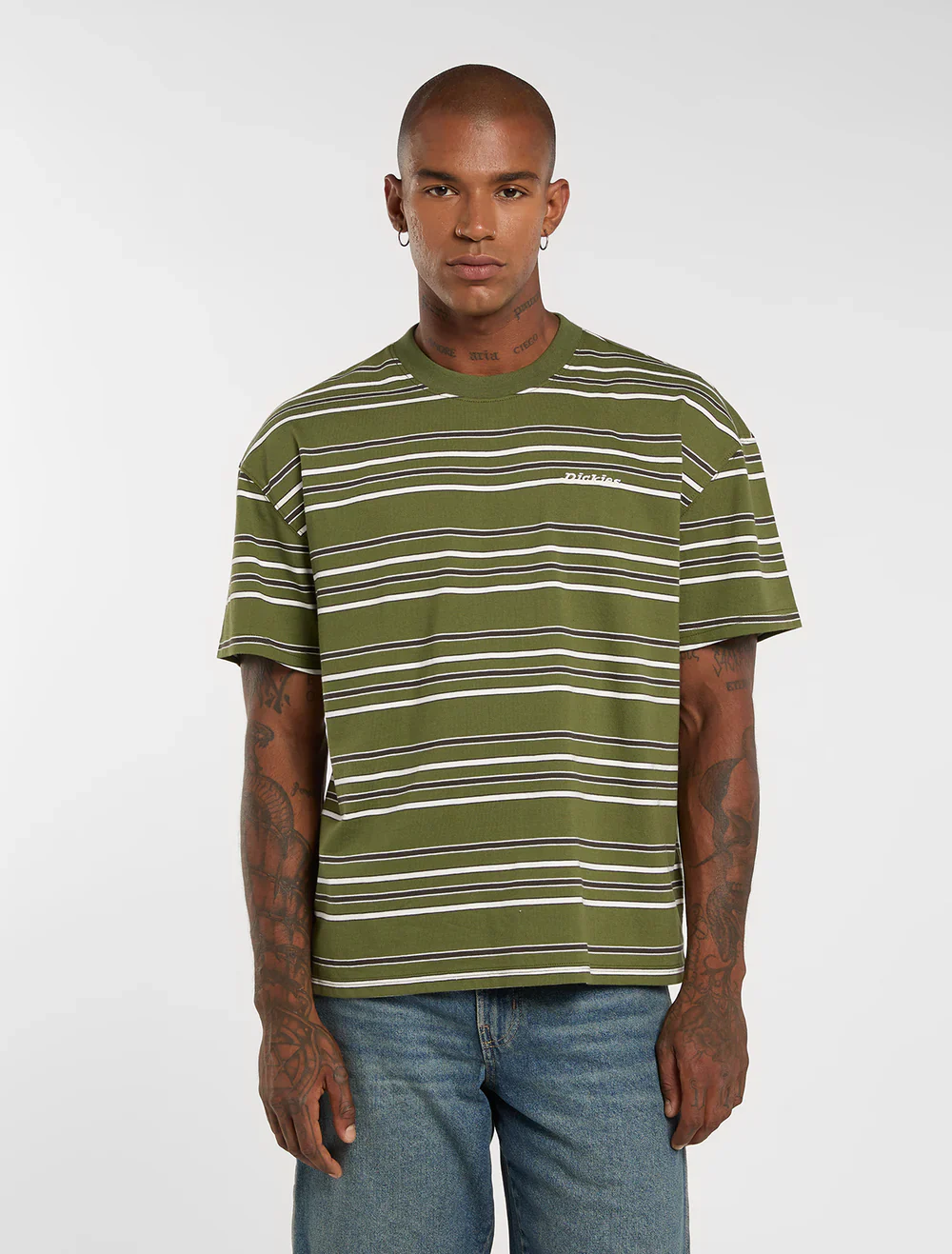 Dickies Men's East Liberty Stripe Midweight T-shirt Cypress DK0A88GFK72