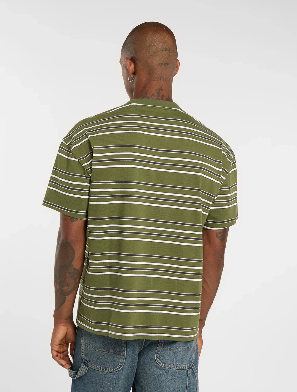 Dickies Men's East Liberty Stripe Midweight T-shirt Cypress DK0A88GFK72 - Image 2