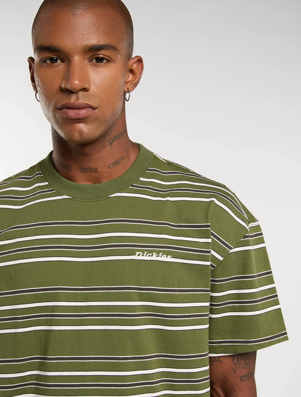 Dickies Men's East Liberty Stripe Midweight T-shirt Cypress DK0A88GFK72 - Image 3