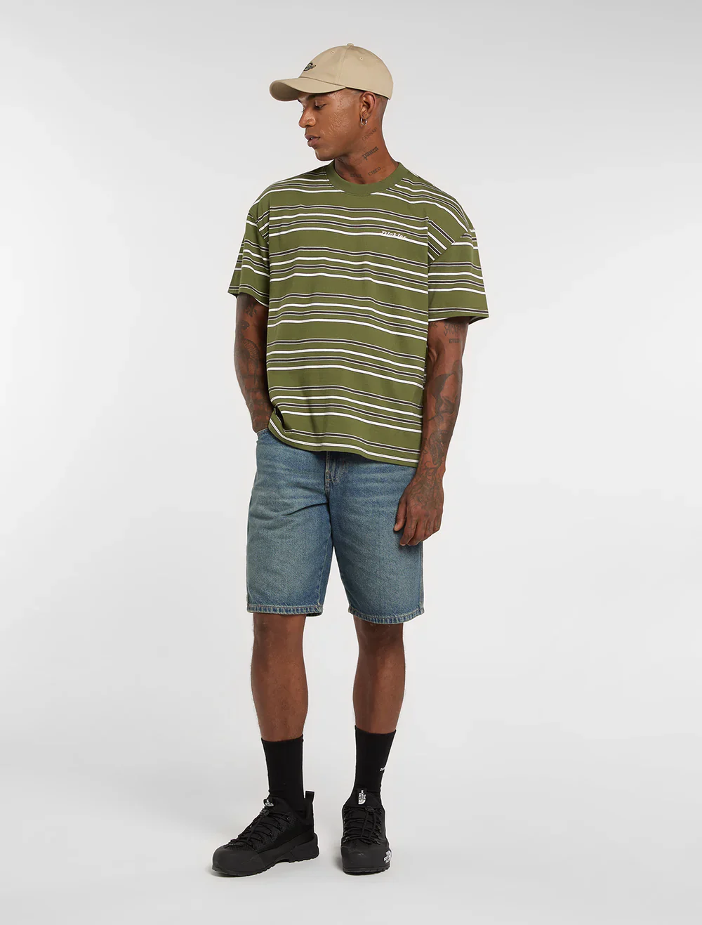 Dickies Men's East Liberty Stripe Midweight T-shirt Cypress DK0A88GFK72 - Image 4