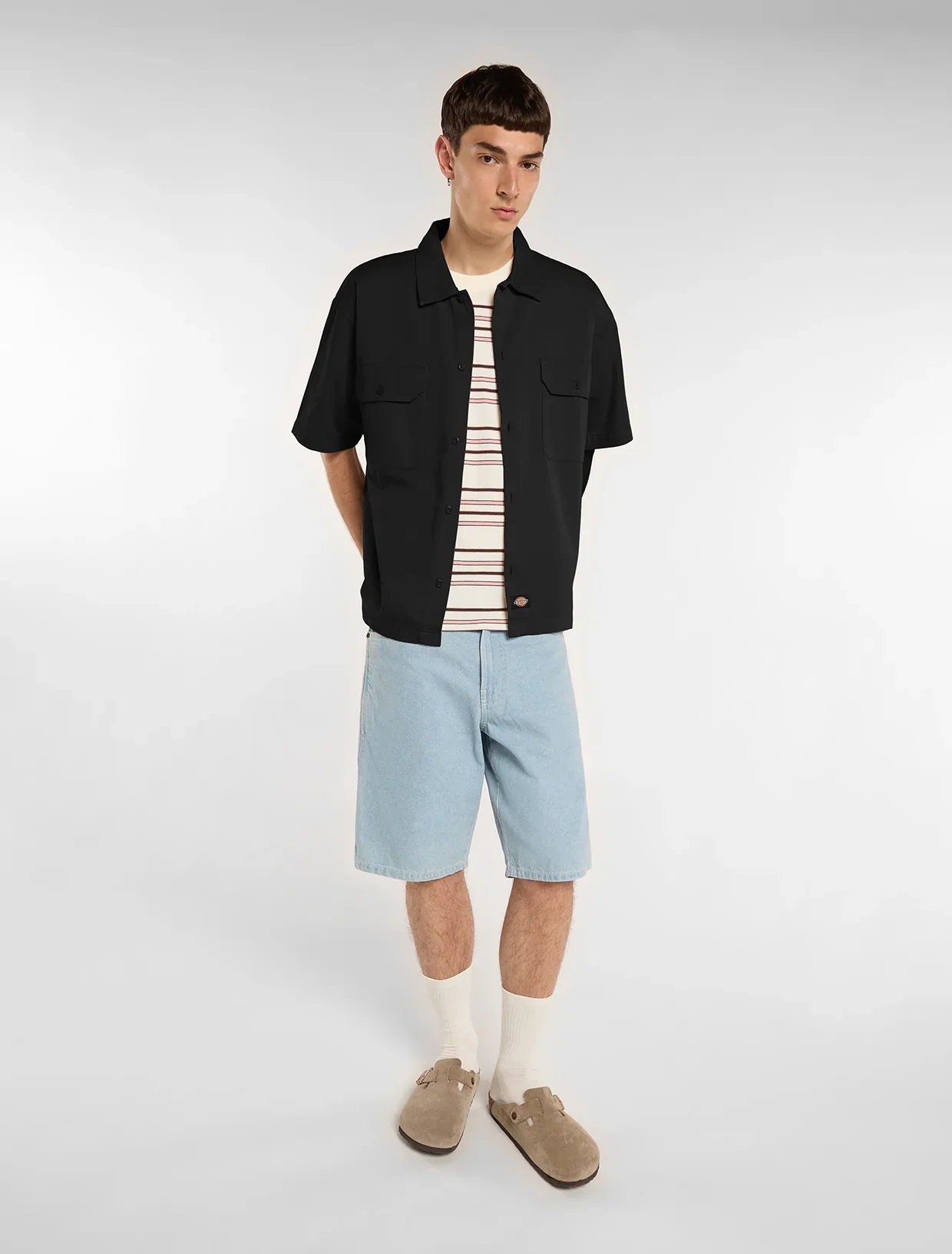 Dickies Men's Garment Dyed Work Short Sleeve Shirt Black DK0A88N9BLK - Image 3