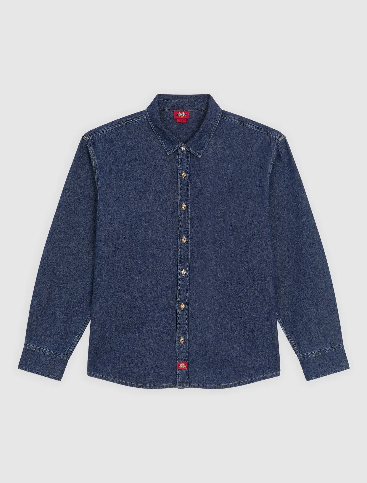 Dickies Men's Lightweight Long Sleeve Denim Shirt Dark Indigo DK0A88GYODD1 - Image 6