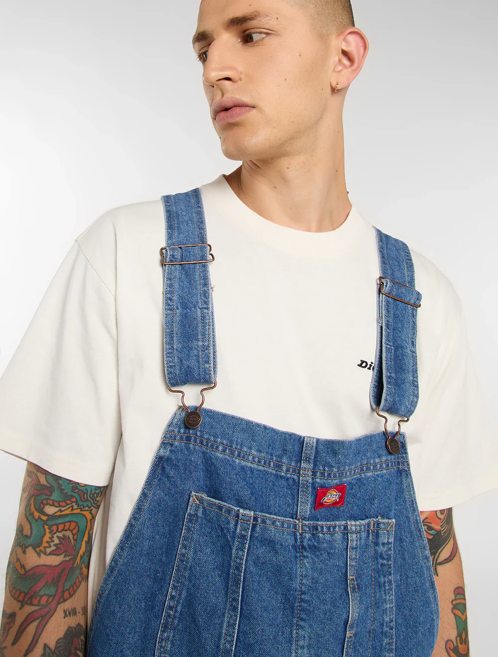 Dickies Men's Loose Denim Bib Classic Blue DK0A88EECLB - Image 4