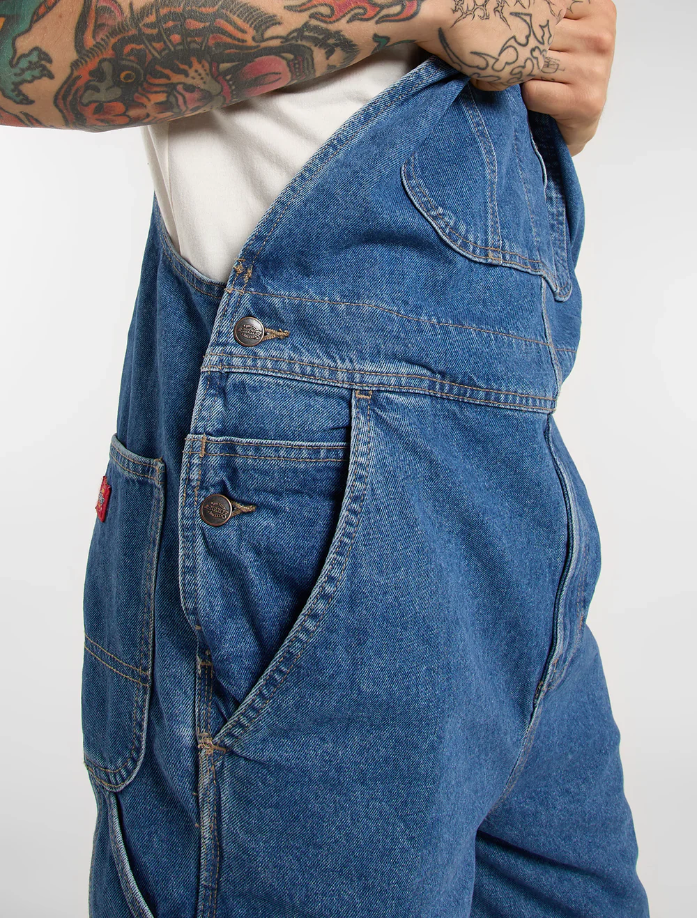 Dickies Men's Loose Denim Bib Classic Blue DK0A88EECLB - Image 5