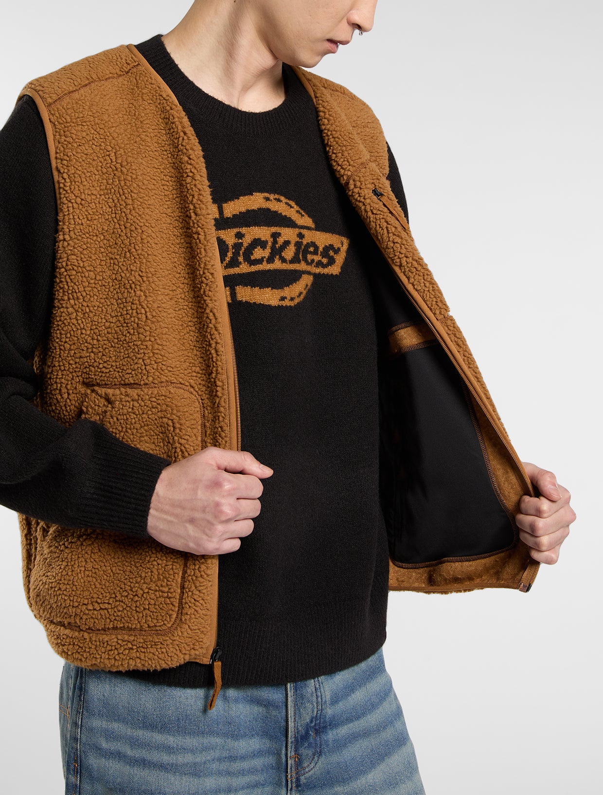 Dickies Men's Mount Hope Vest Fleece Brown Duck DK0A4YEG0BD - Image 3