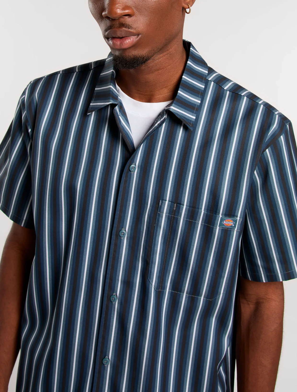 Dickies Men's Multi Stripe Short-Sleeve Work Shirt Stormy Weather DK0A87G3G70 - Image 3