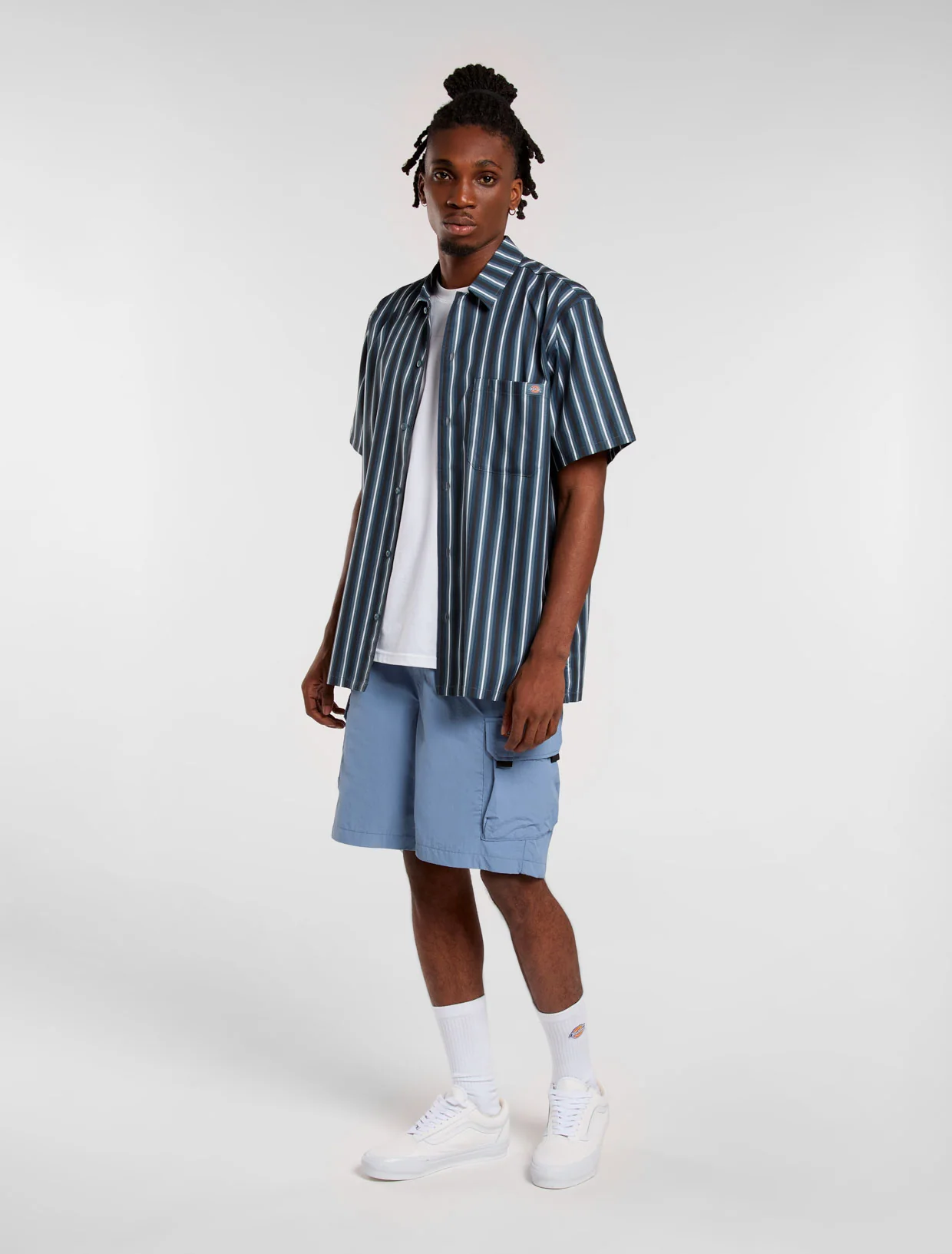 Dickies Men's Multi Stripe Short-Sleeve Work Shirt Stormy Weather DK0A87G3G70 - Image 5