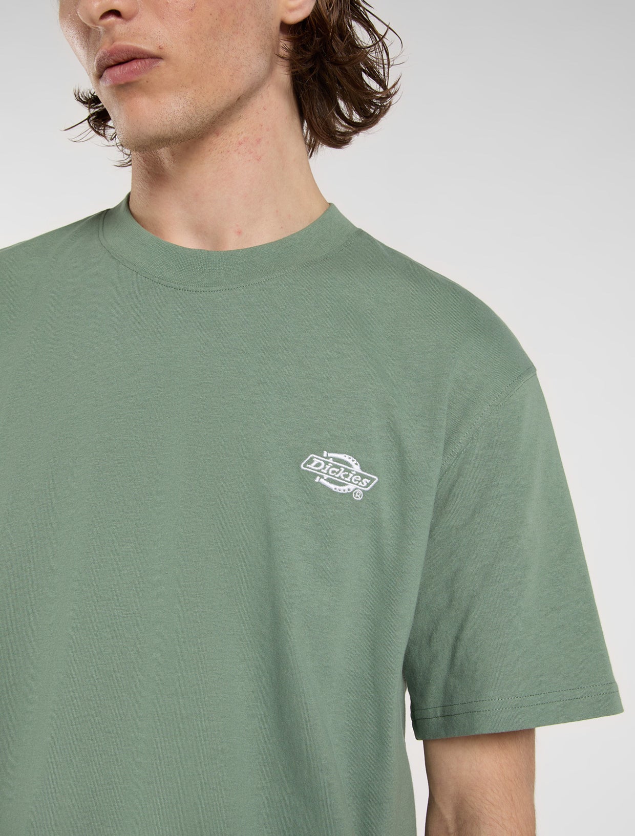 Dickies Men's Summerdale Light Weight T-shirt Olive Green DK0A4YAIL191 - Image 3