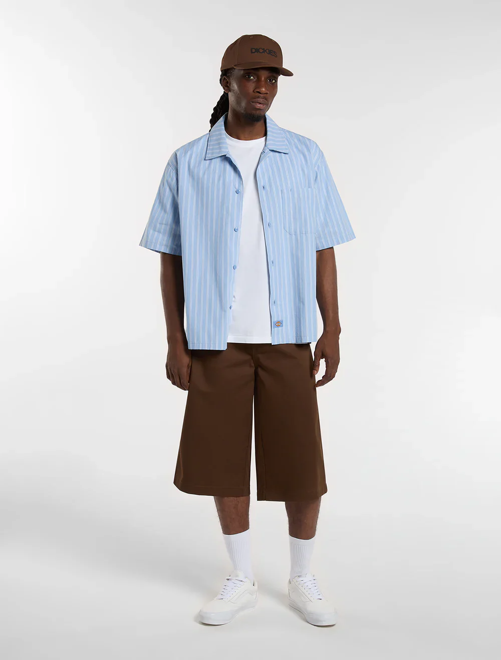 Dickies Men's Venedocia Striped Short-Sleeved Shirt Endless Sky DK0A88GUL39 - Image 3