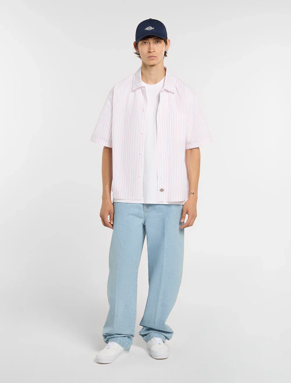 Dickies Men's Venedocia Striped Short-Sleeved Shirt White DK0A88GU0WH - Image 3