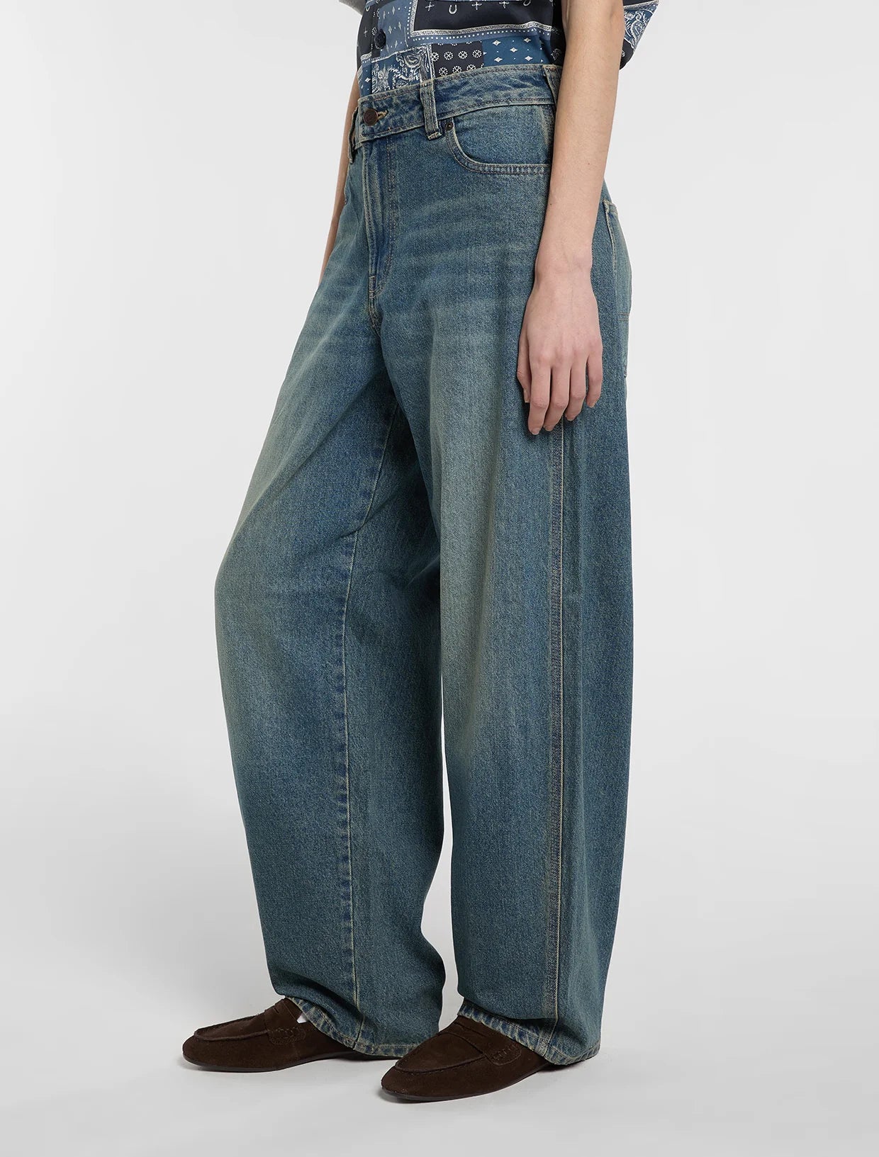 Dickies Women's 957 Loose Tapered Work Jeans Khaki Tinted Blue DK0A885JL231 - Image 2