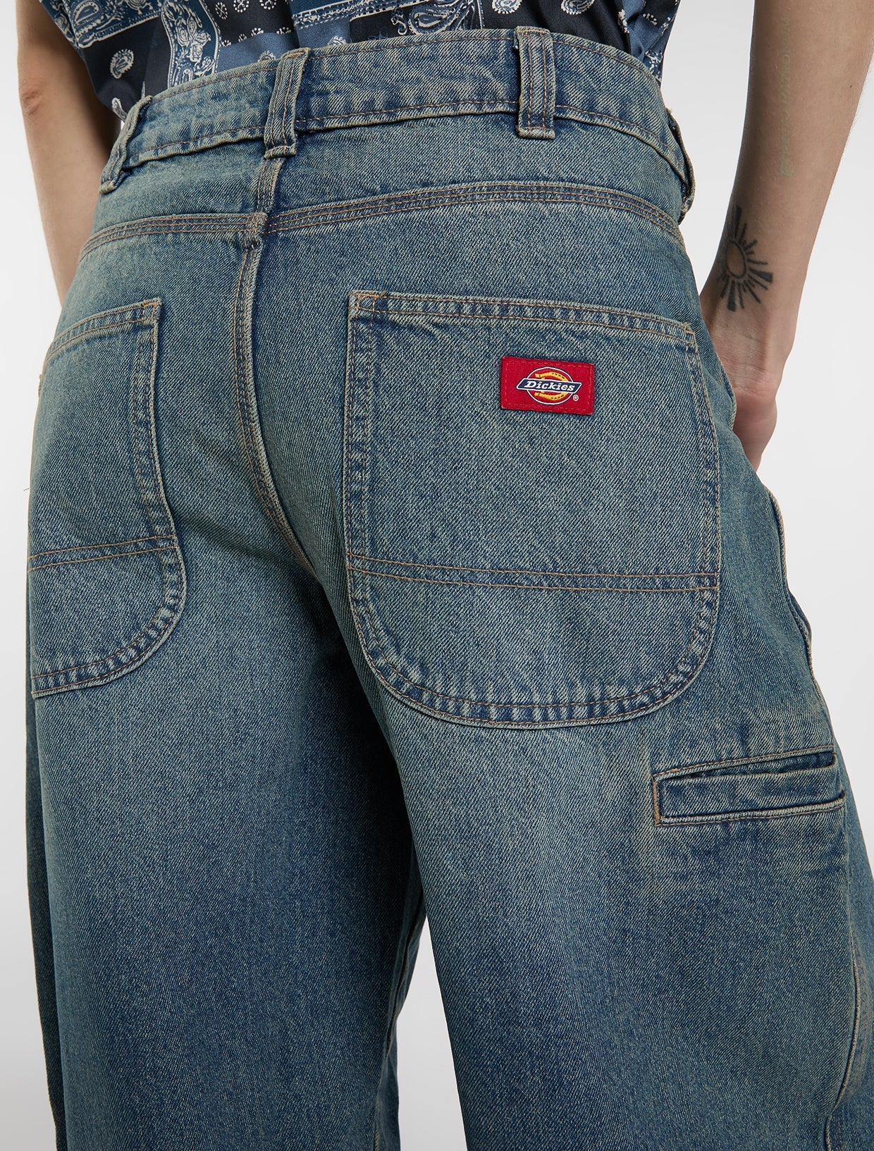Dickies Women's 957 Loose Tapered Work Jeans Khaki Tinted Blue DK0A885JL231 - Image 4