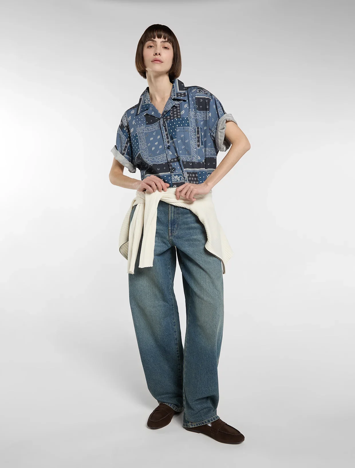 Dickies Women's 957 Loose Tapered Work Jeans Khaki Tinted Blue DK0A885JL231 - Image 5