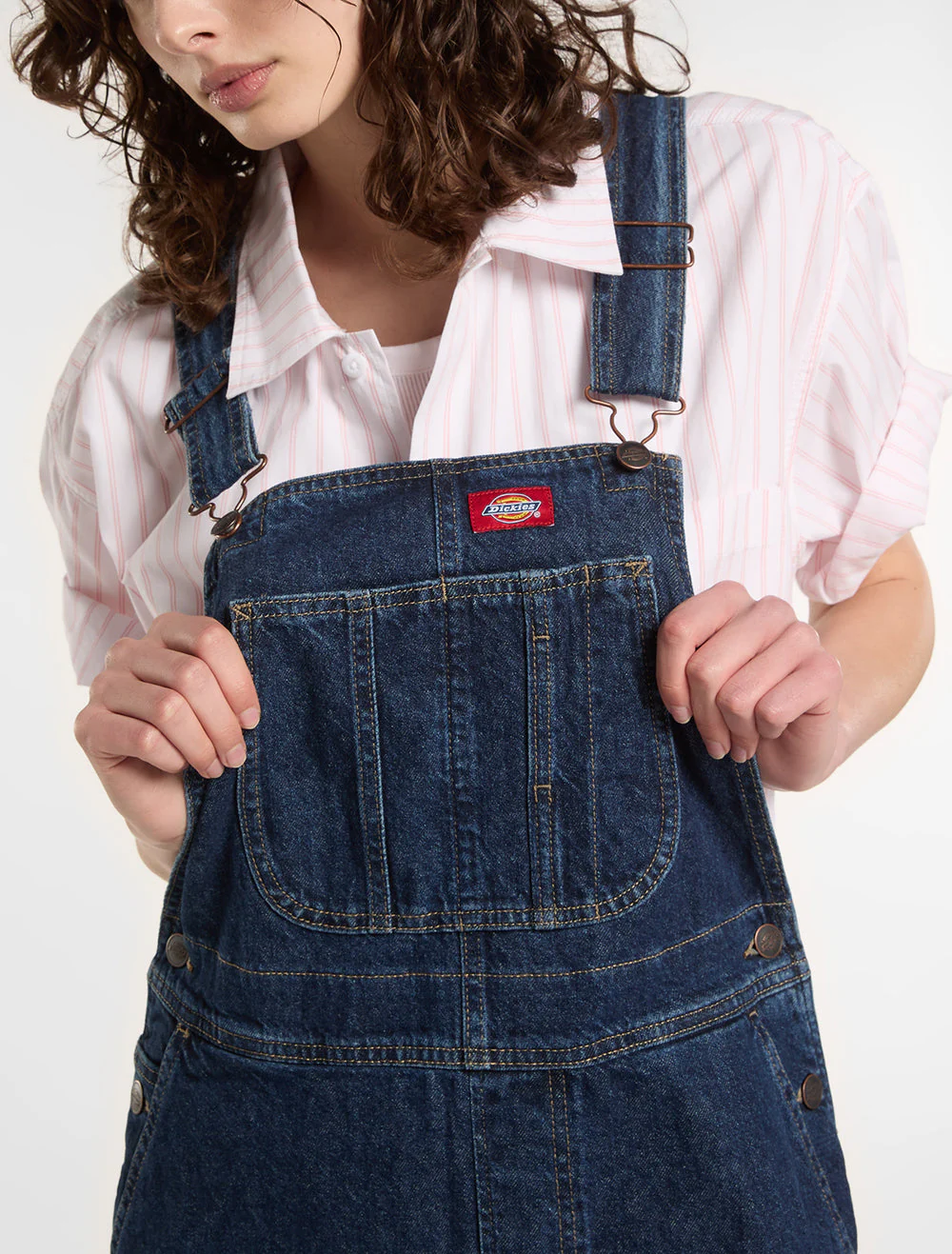 Dickies Women's Denim Bib Dress Dark Indigo DL0A88IP0DD - Image 4