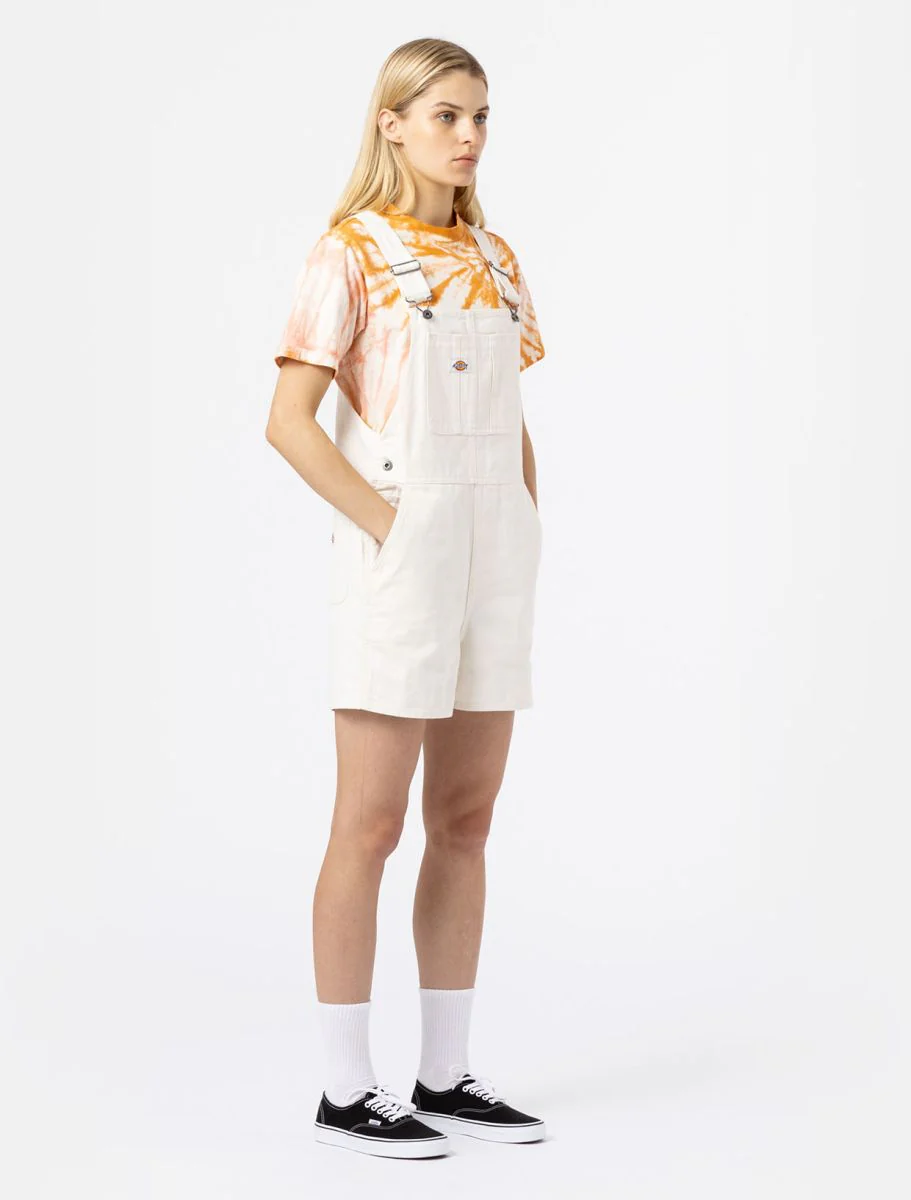 Dickies Women's Duck Canvas Short Bib Stone Washed Cloud DK0A4XPTC431 - Image 3