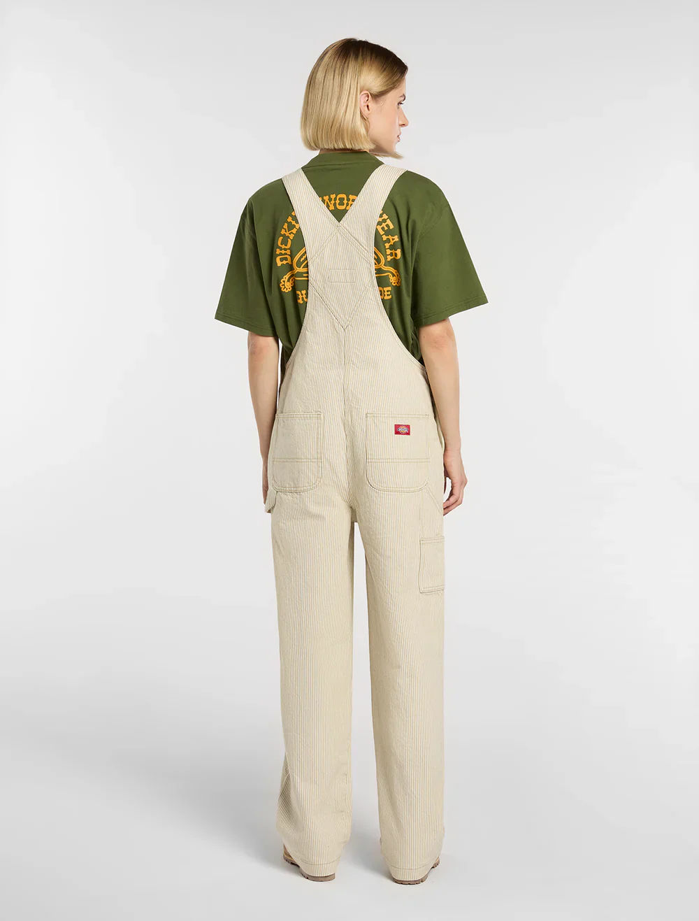 Dickies Women's Hickory Bib Overalls Beige DK0A8829L44 - Image 2