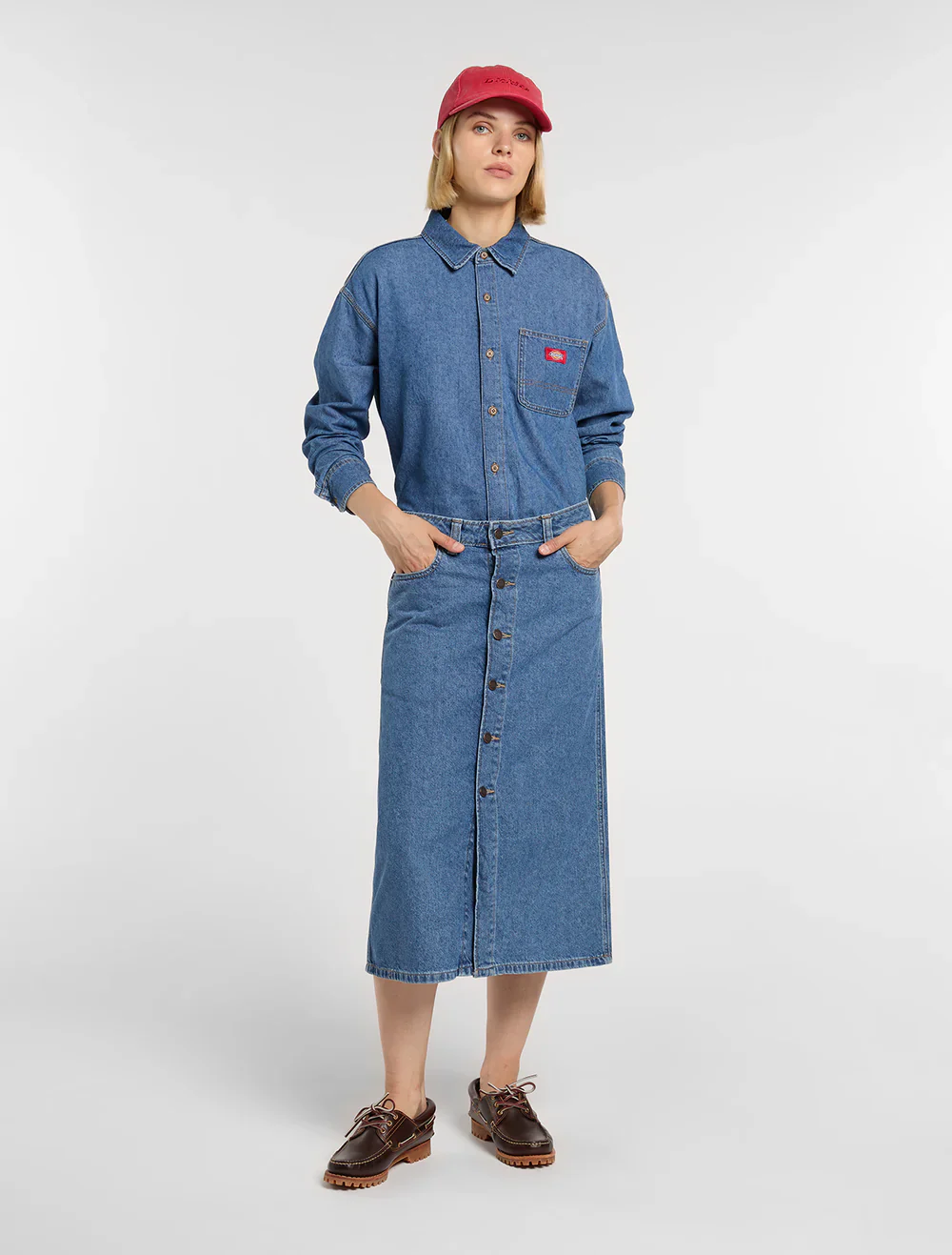 Dickies Women's Lightweight Long Sleeved Denim Shirt Classic Blue DK0A8826CLB - Image 5