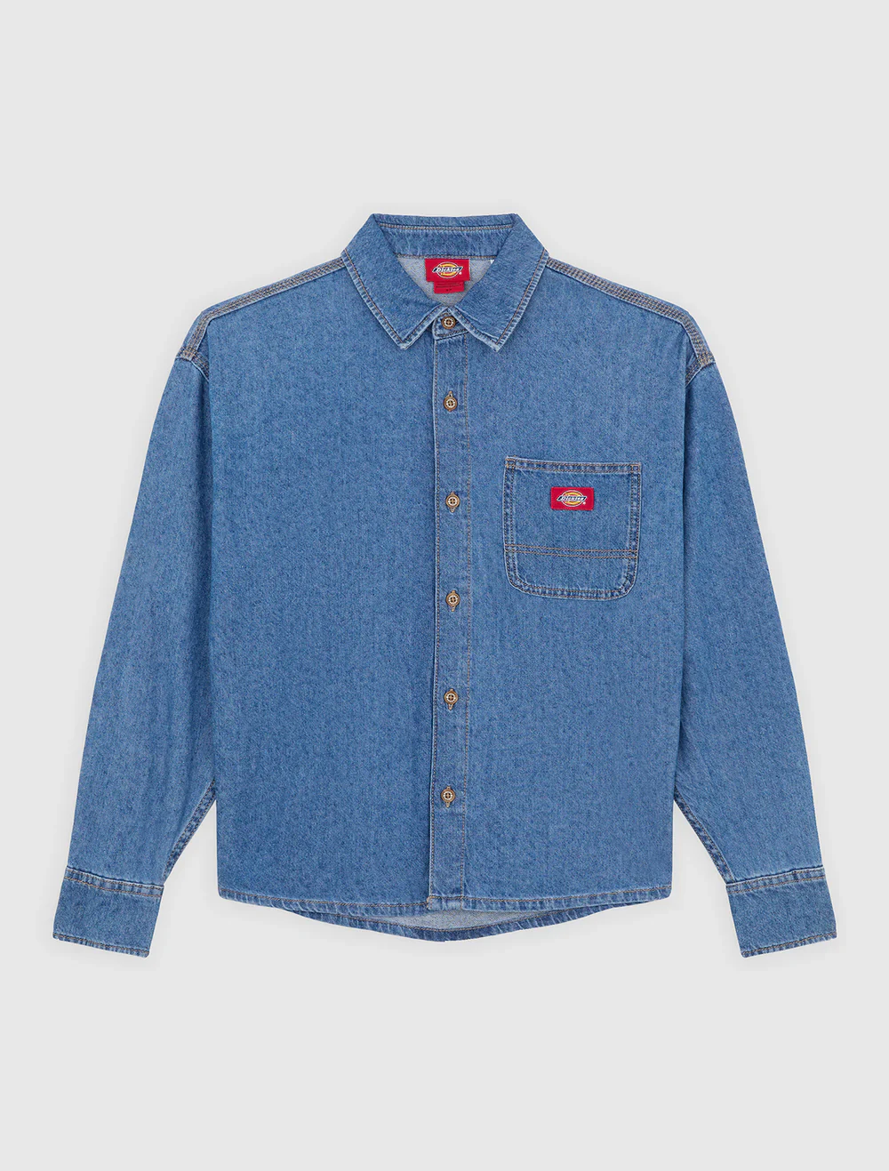Dickies Women's Lightweight Long Sleeved Denim Shirt Classic Blue DK0A8826CLB - Image 6