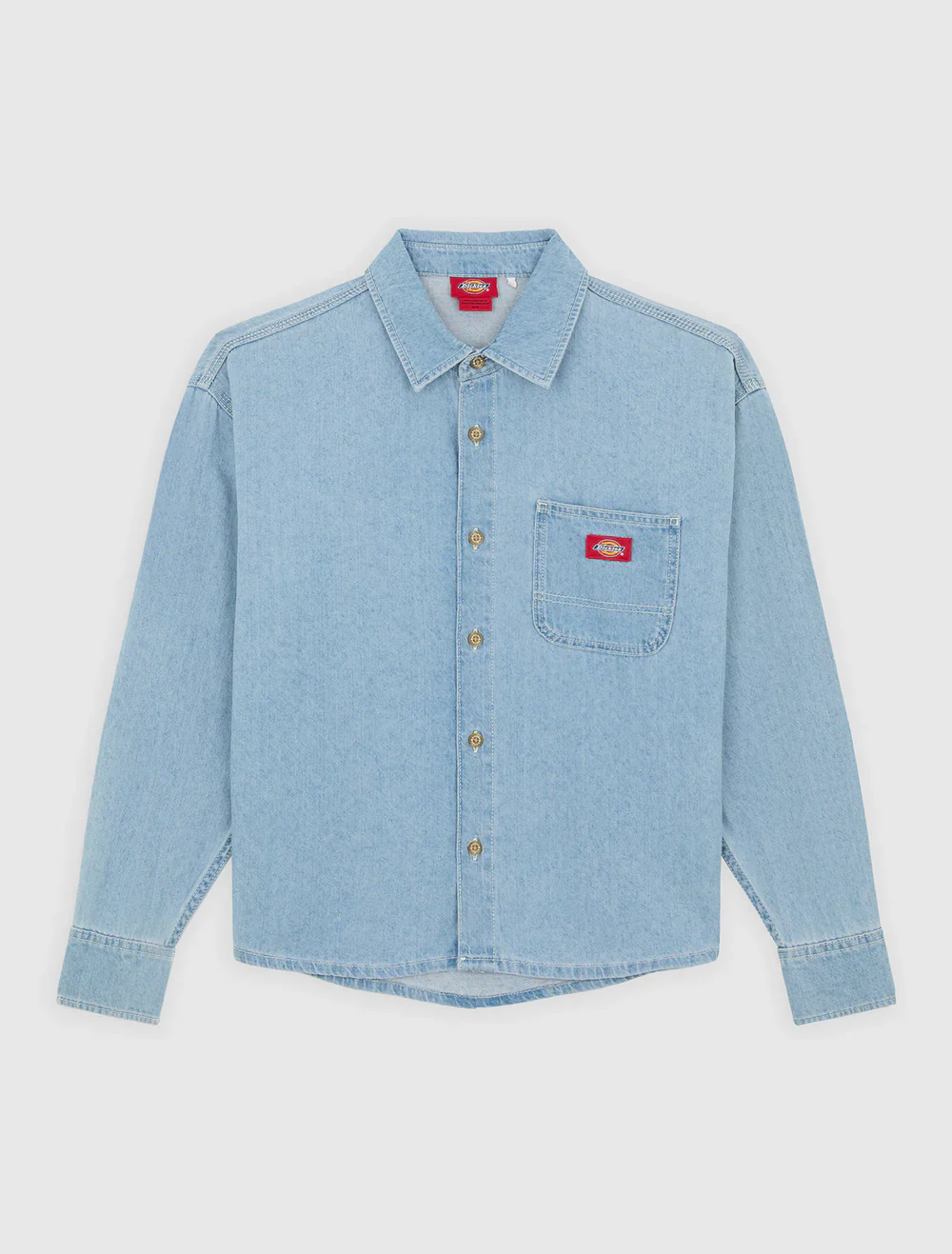 Dickies Women's Lightweight Long Sleeved Denim Shirt Vintage Blue DK0A8826C15 - Image 6