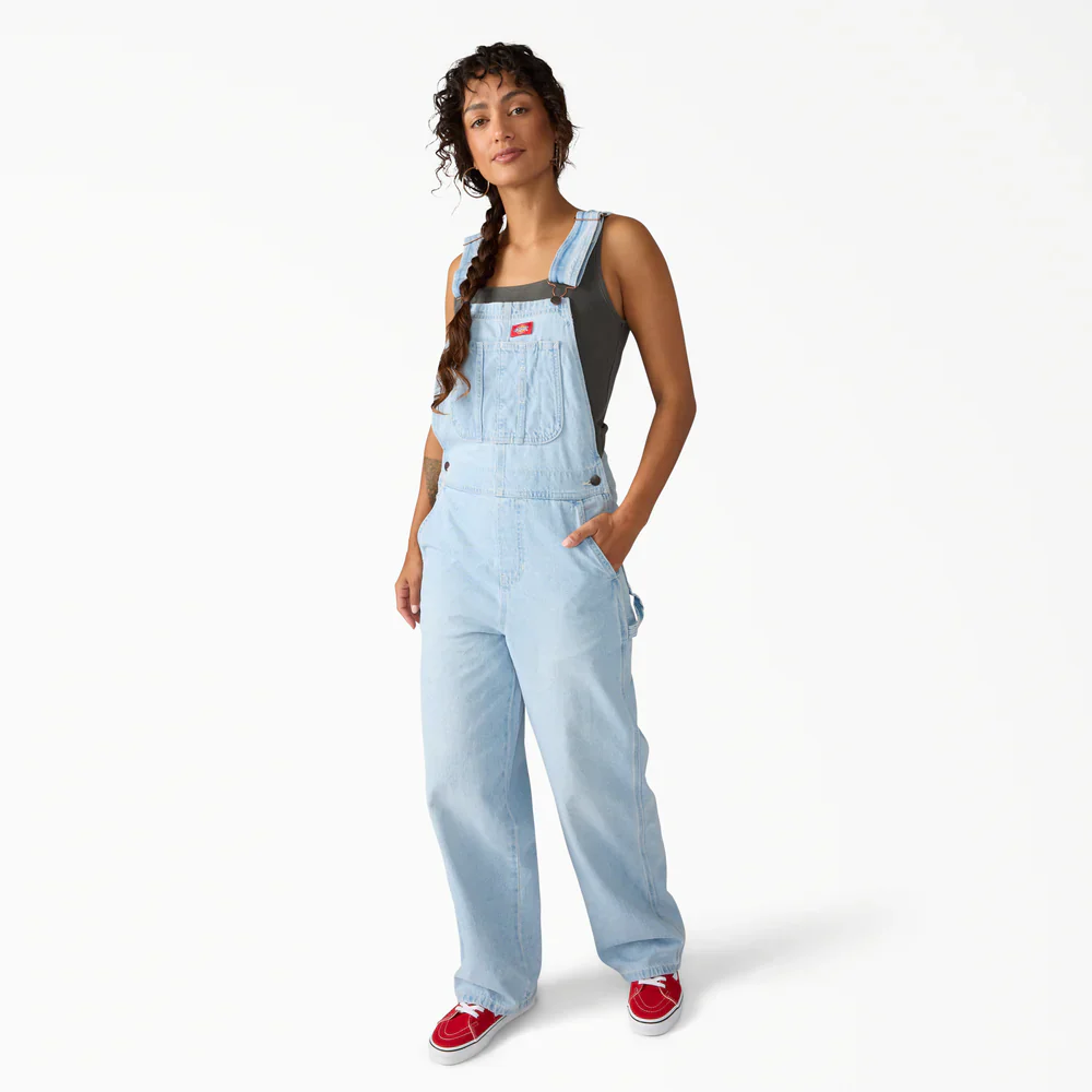 Dickies Women's Loose Denim Bib Fog Blue DK0A88EC0FE