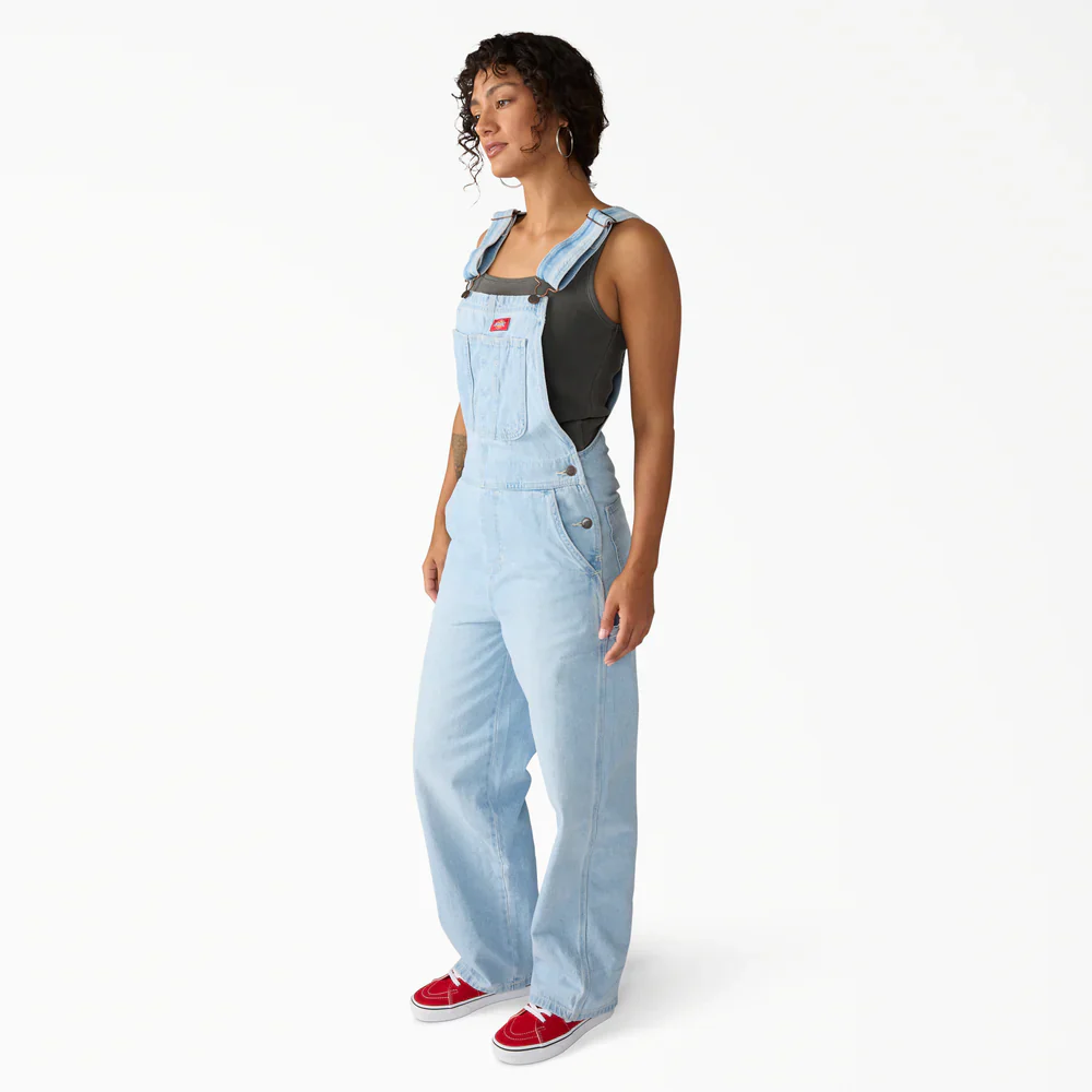 Dickies Women's Loose Denim Bib Fog Blue DK0A88EC0FE - Image 3