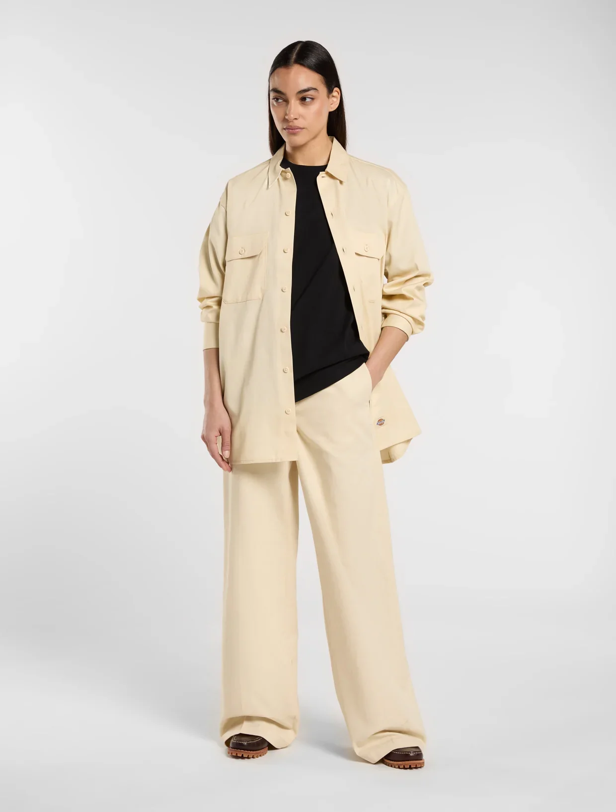Dickies Women's Wide Leg Pant Wood Ash Pants Sand DK0A4YSEL171 - Image 3
