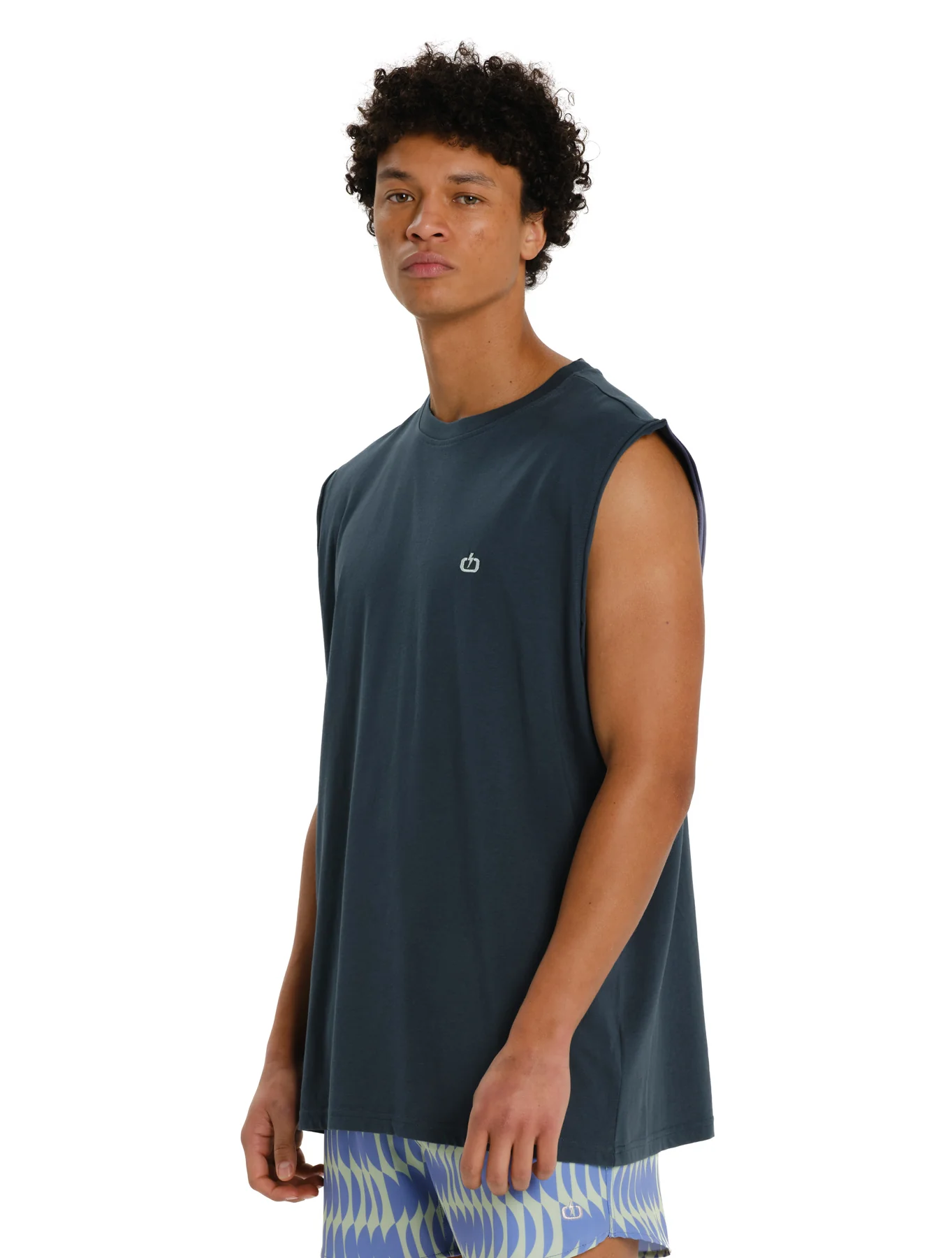Emerson Men's Logo Embroidery Sleevelss T-shirt Teal Blue 261.EM37.125-Teal-Blue - Image 2