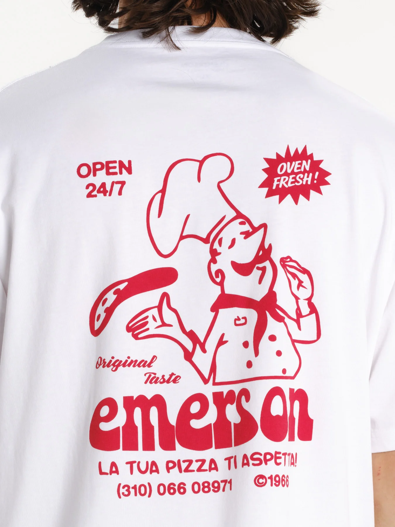 Emerson Men's Pizza Short Sleeve T-shirt White 261.EM33.35-White - Image 3