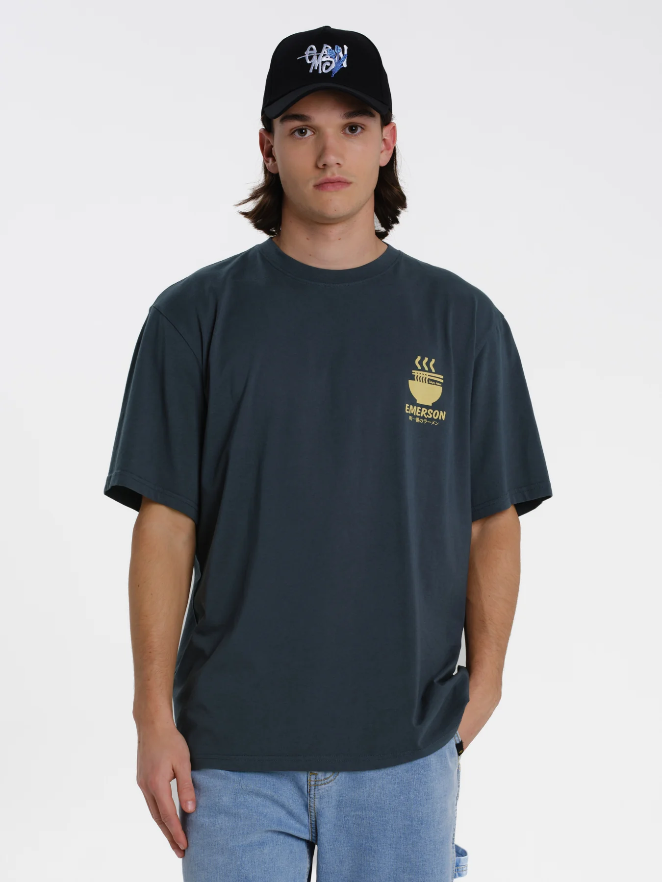 Emerson Men's "Ramen Club" Short Sleeve T-shirt Teal Blue 261.EM33.23-Teal-Blue - Image 2