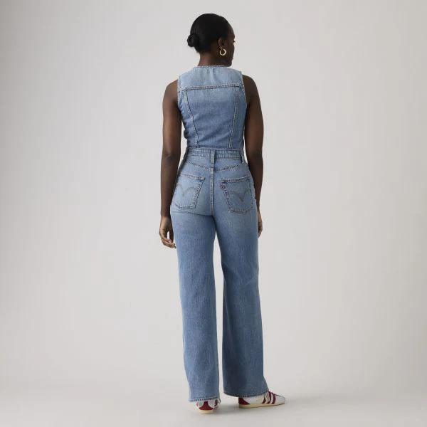 Levi's Women's Denim Wide Leg Jumpsuit Own It Blue 0002R0001 - Image 2
