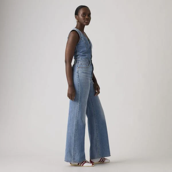 Levi's Women's Denim Wide Leg Jumpsuit Own It Blue 0002R0001 - Image 3