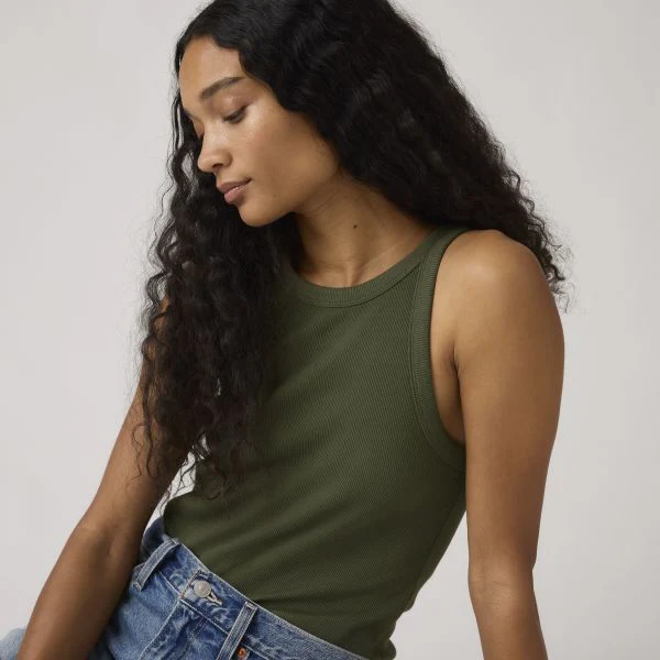 Levi's Women's Essential Racer Tank Top Green A33810034 - Image 4