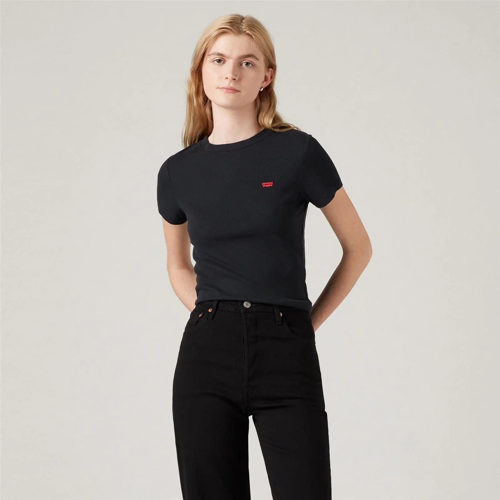Levi's Women's Essential Sporty T-Shirt Caviar Rib A74190014 - Image 2