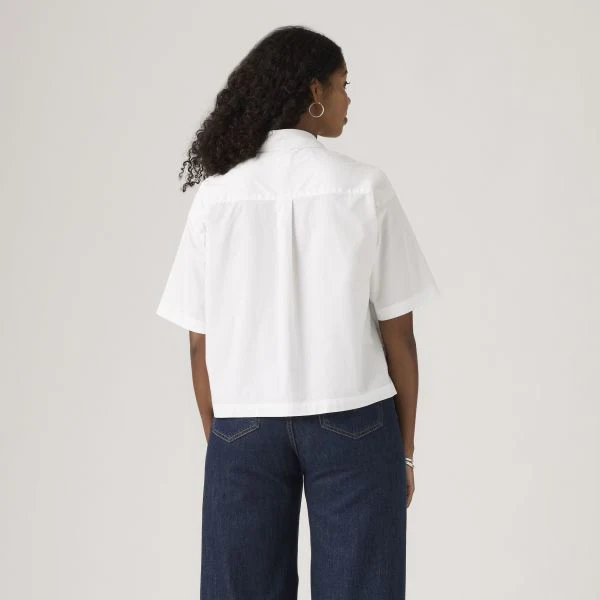 Levi's Women's Harlie Short Sleeve Cropped Shirt White 003QI0001 - Image 2
