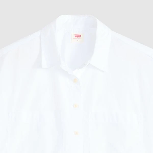 Levi's Women's Harlie Short Sleeve Cropped Shirt White 003QI0001 - Image 5