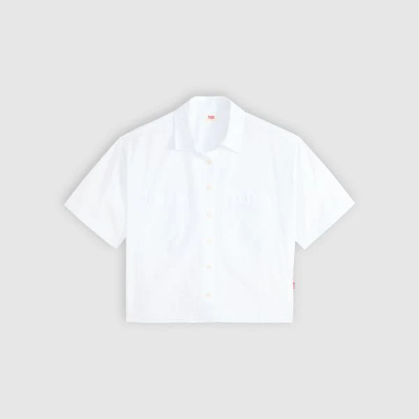 Levi's Women's Harlie Short Sleeve Cropped Shirt White 003QI0001 - Image 6