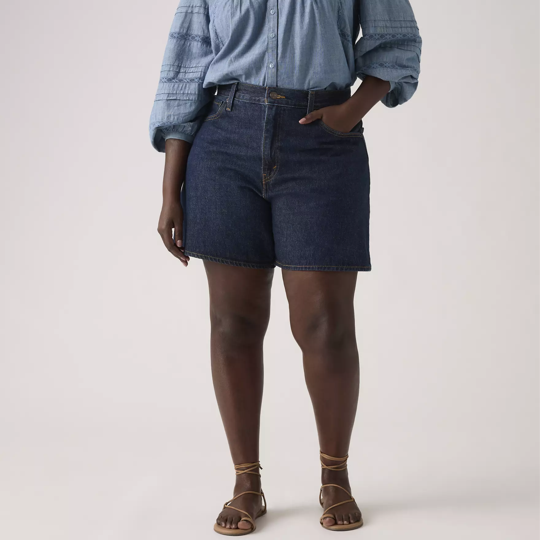 Levi's Women's High Rise Baggy Shorts Dark Wash A93110006 - Image 9