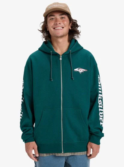 Quicksilver Men's Old English Zip Through Hoodie Green EQYFT05156-GRN