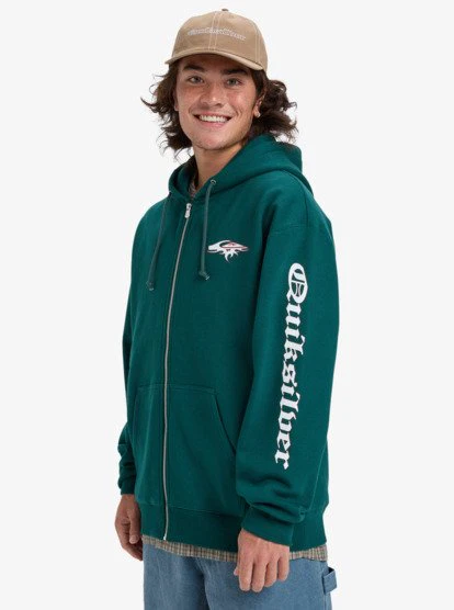 Quicksilver Men's Old English Zip Through Hoodie Green EQYFT05156-GRN - Image 3