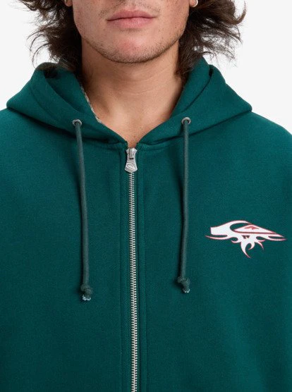 Quicksilver Men's Old English Zip Through Hoodie Green EQYFT05156-GRN - Image 4