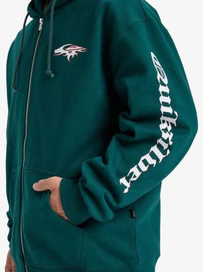 Quicksilver Men's Old English Zip Through Hoodie Green EQYFT05156-GRN - Image 5
