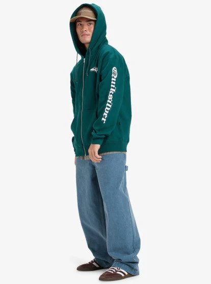 Quicksilver Men's Old English Zip Through Hoodie Green EQYFT05156-GRN - Image 6