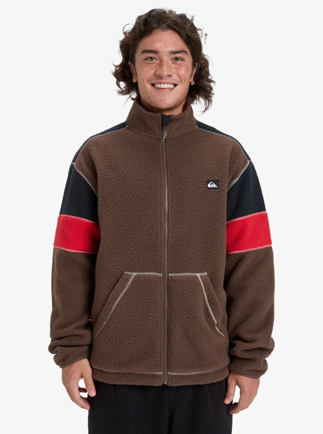 Quiksilver Men's Clean Coast Block Full Zip Fleece Chocolate Brown EQYPF03065_CSD0