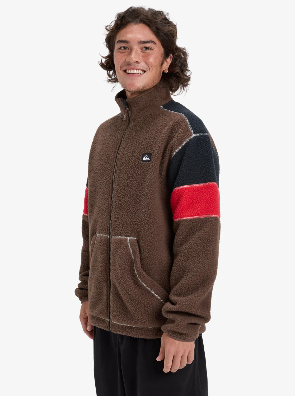 Quiksilver Men's Clean Coast Block Full Zip Fleece Chocolate Brown EQYPF03065_CSD0 - Image 3