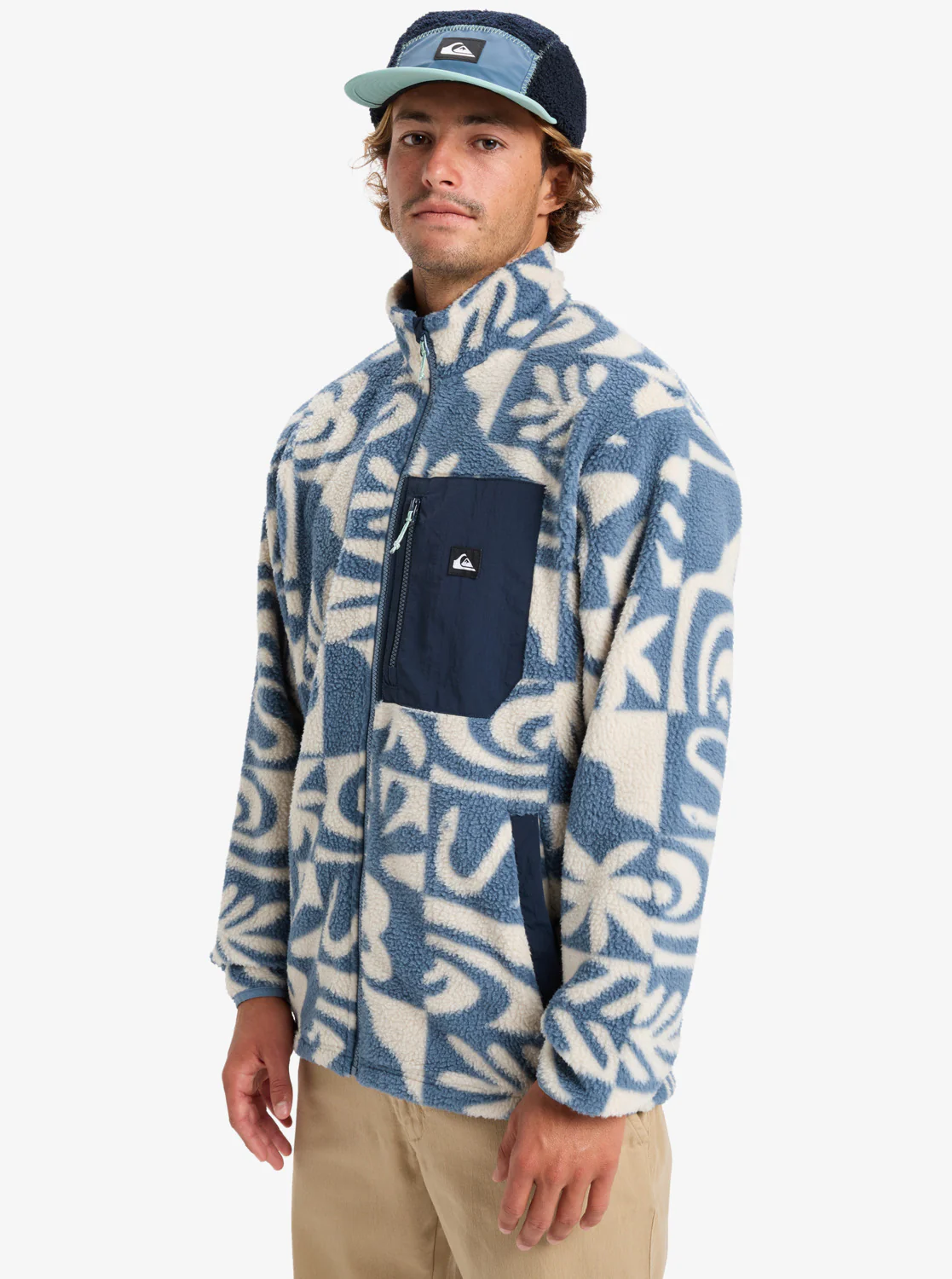Quiksilver Men's Clean Coast Full Zip Fleece China Blue Desert Checker EQYPF03066-BND6 - Image 2